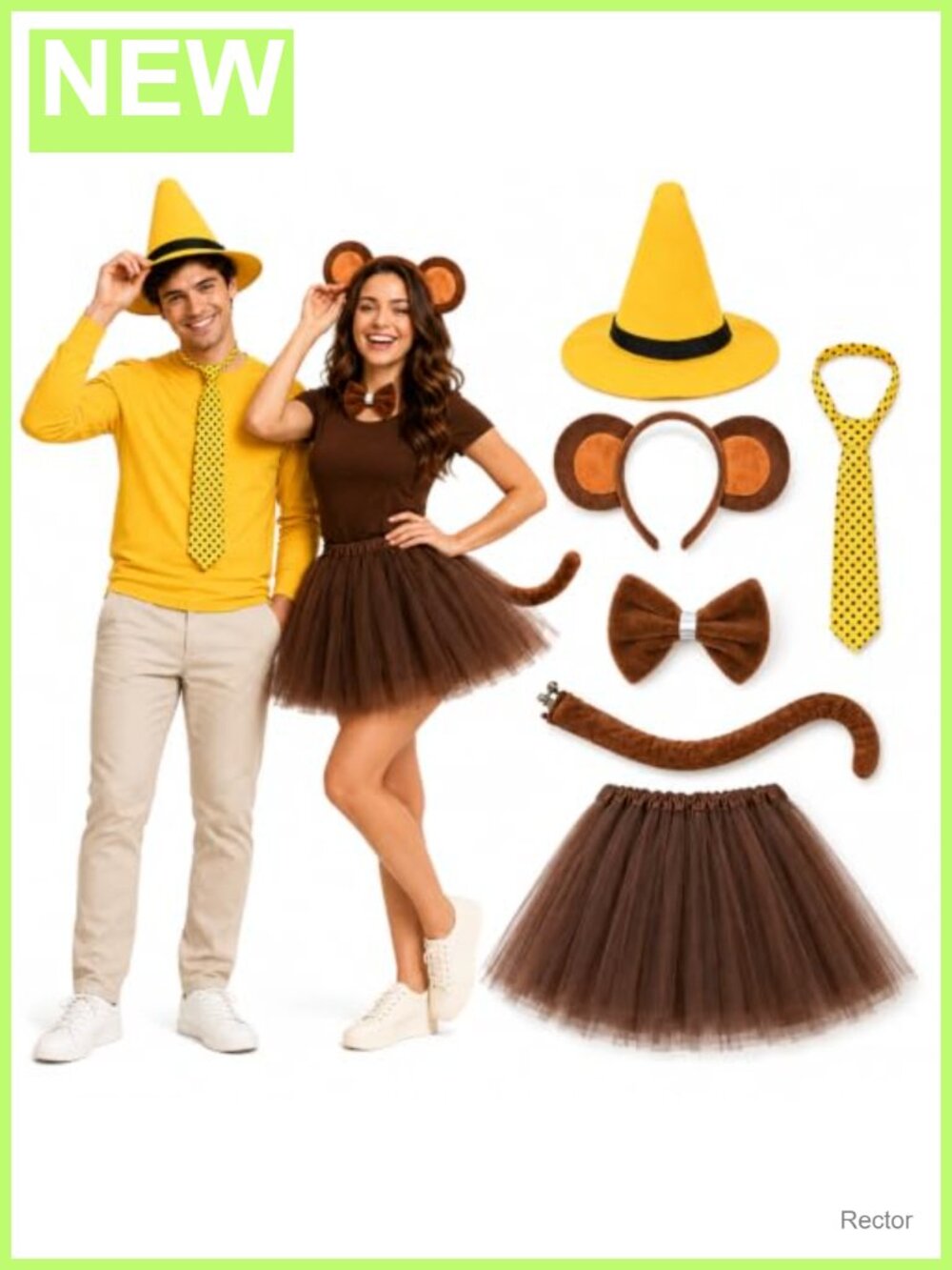 Halloween Monkey Couple Costume Set 5Pcs Felt Accessories